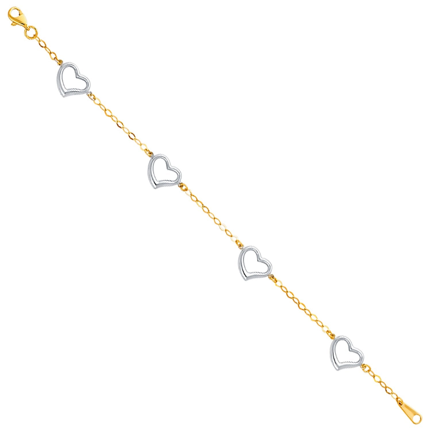14K 2T LIGHT BRACELET W/HEART
