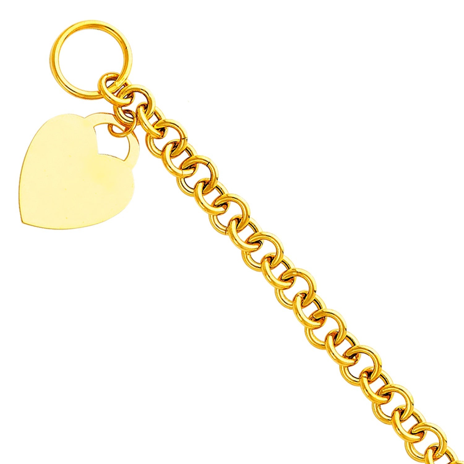 14KY LIT HOLLOW BRACE W/HRT PENDANT