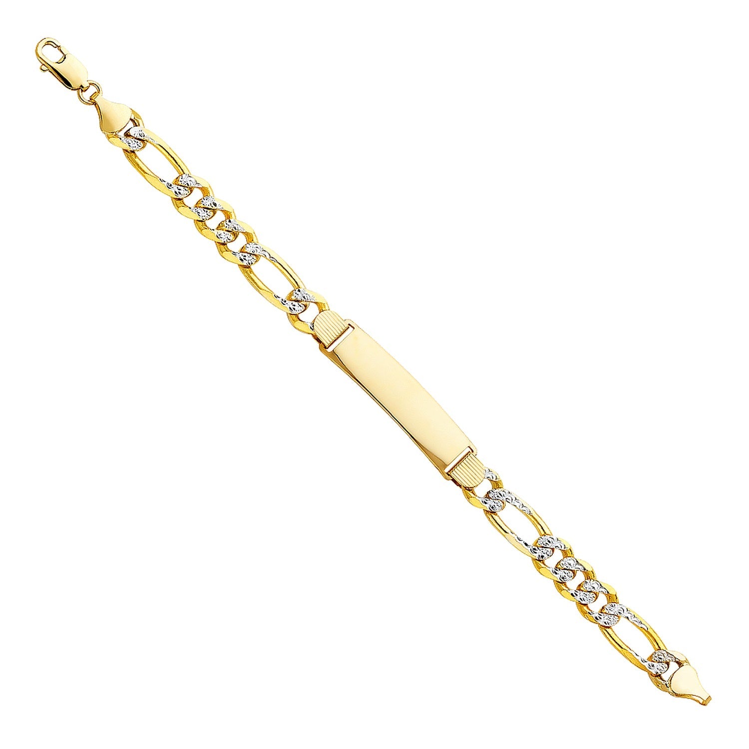 14K FIGARO 3+1 250 WP ID BRACELET