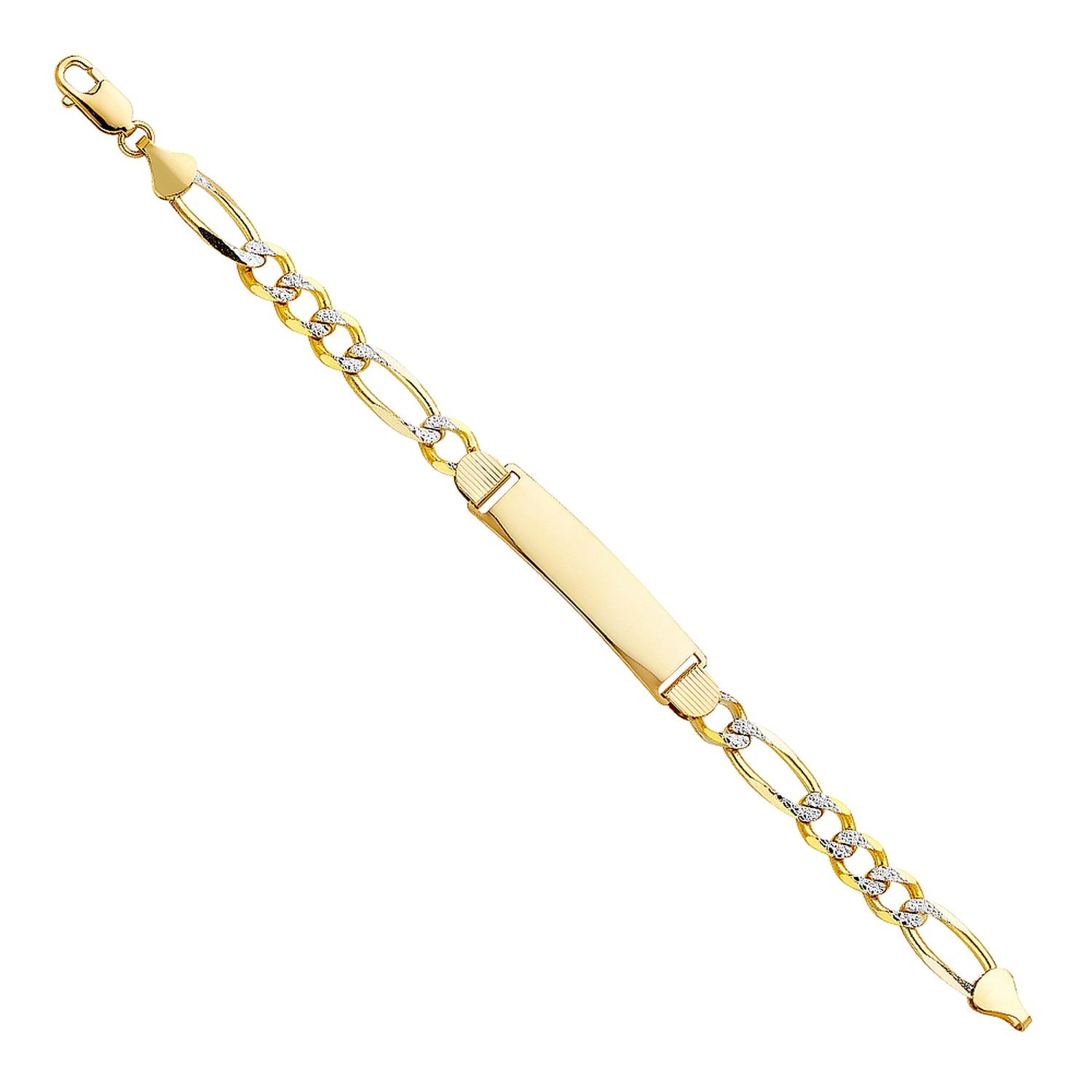 14K FIGARO 3+1 210 WP ID BRACELET