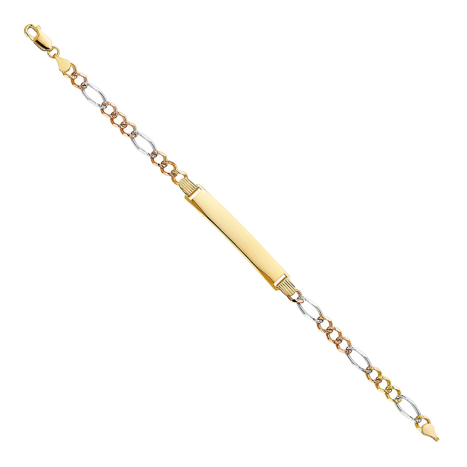 14K 3C FIGARO 3+1 120 ID BRACELET