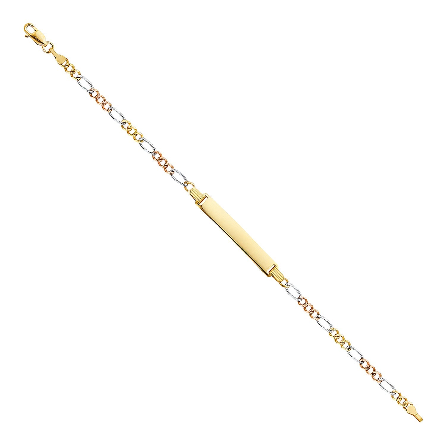 14K 3C FIGARO 3+1 080 ID BRACELET