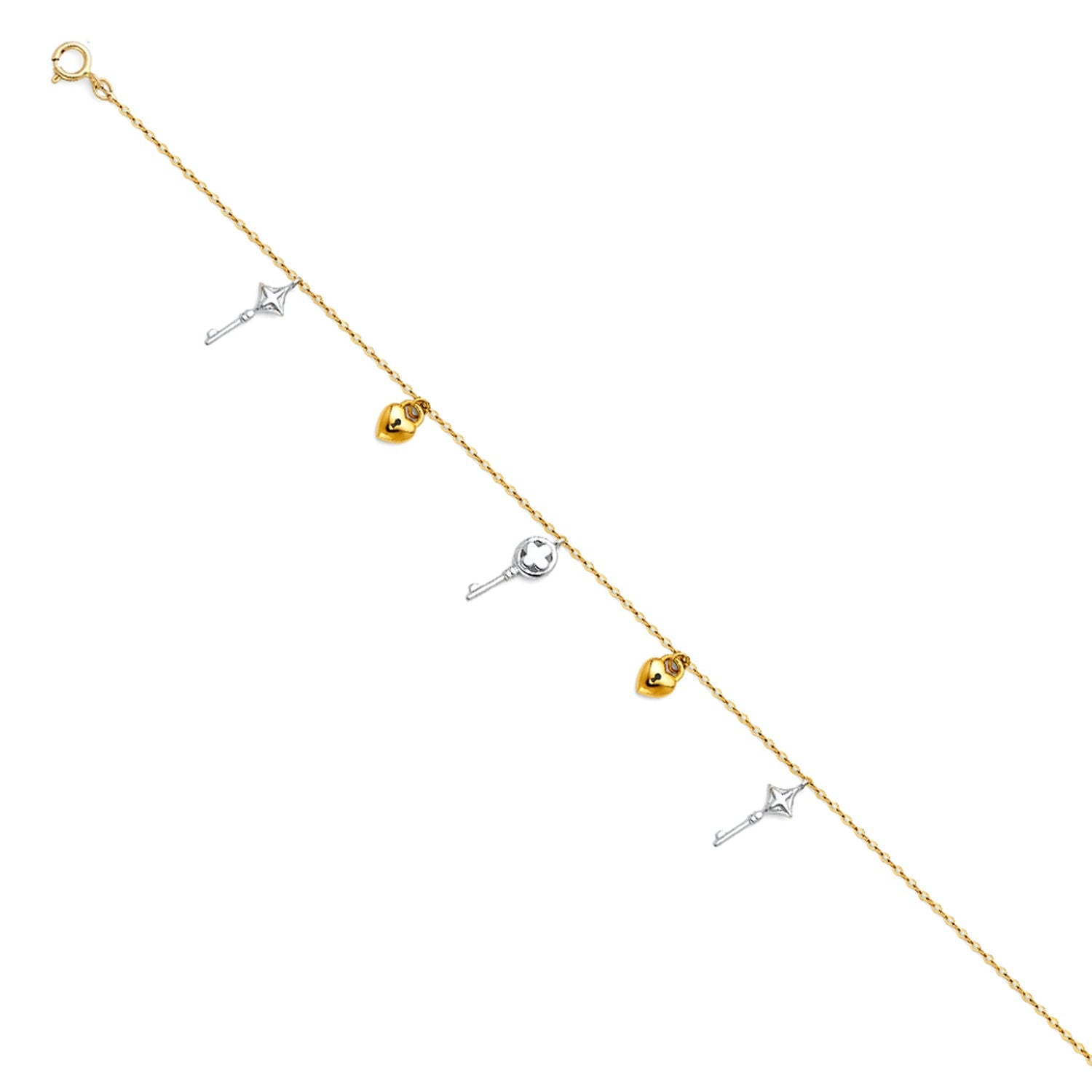 14K 2T HANGING CHARM ANKLET