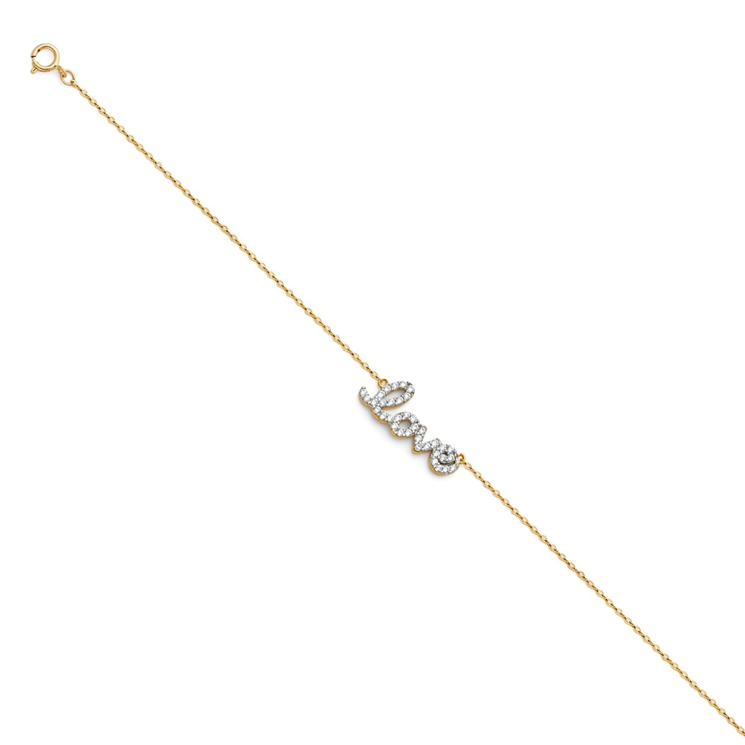 14K 2T LIGHT CZ CHAIN BRACELET