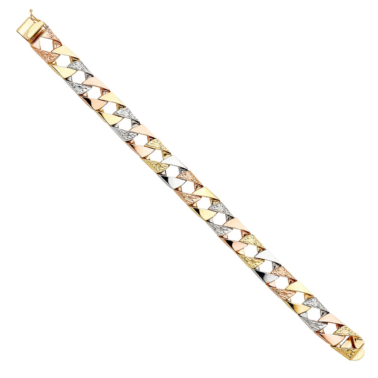 14K 3C NUGGET SQ CUBAN LINK BRACE