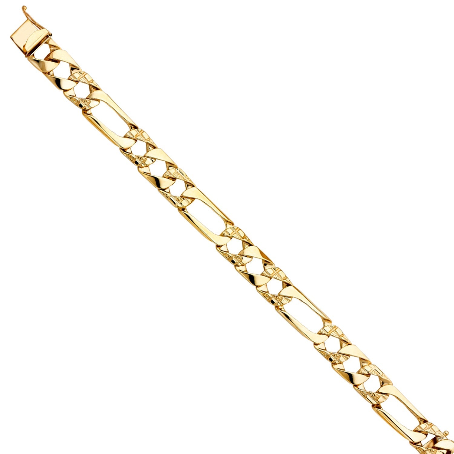 14KY NUGGET FIGARO LINK BRACELET