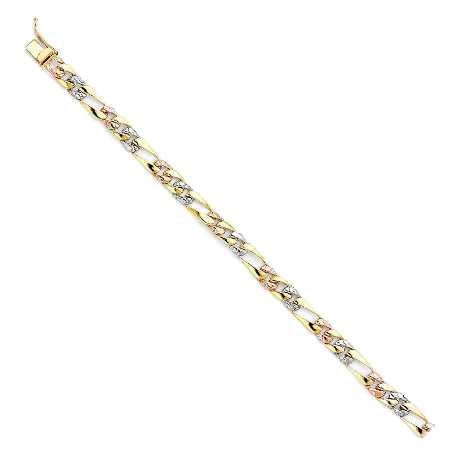 14K 3C STAMP NUG FIG LINK BRACELET