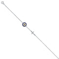 14KW CZ EVIL EYE & CROSS CHAIN BR