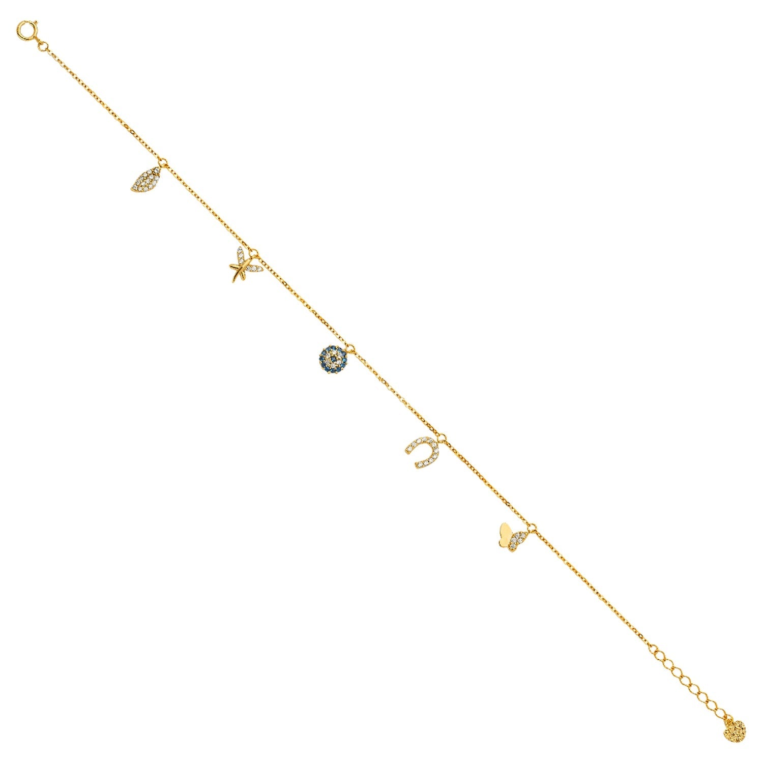 14KY Dangling CZ Light Chain Bracelet