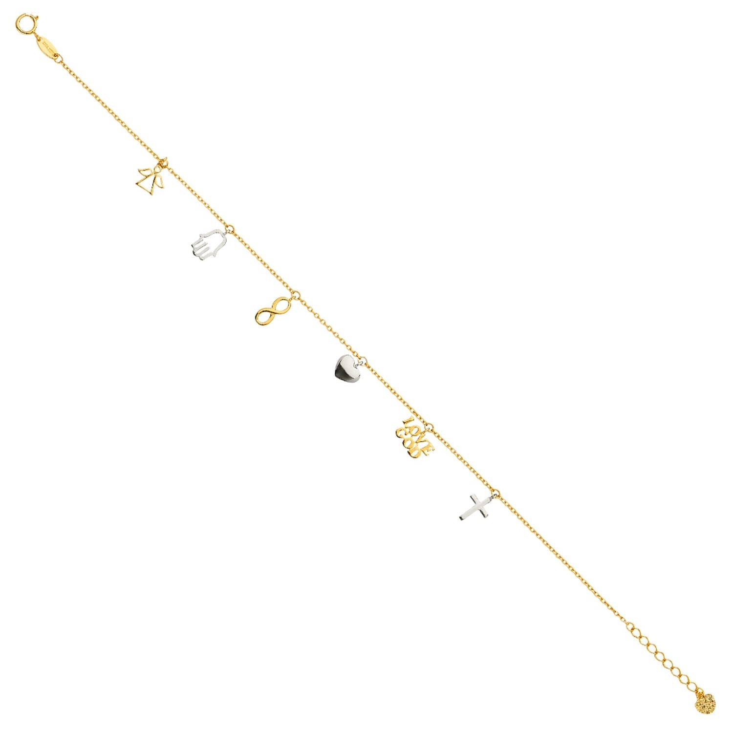 14K 2T Dangling Light Chain Bracelet