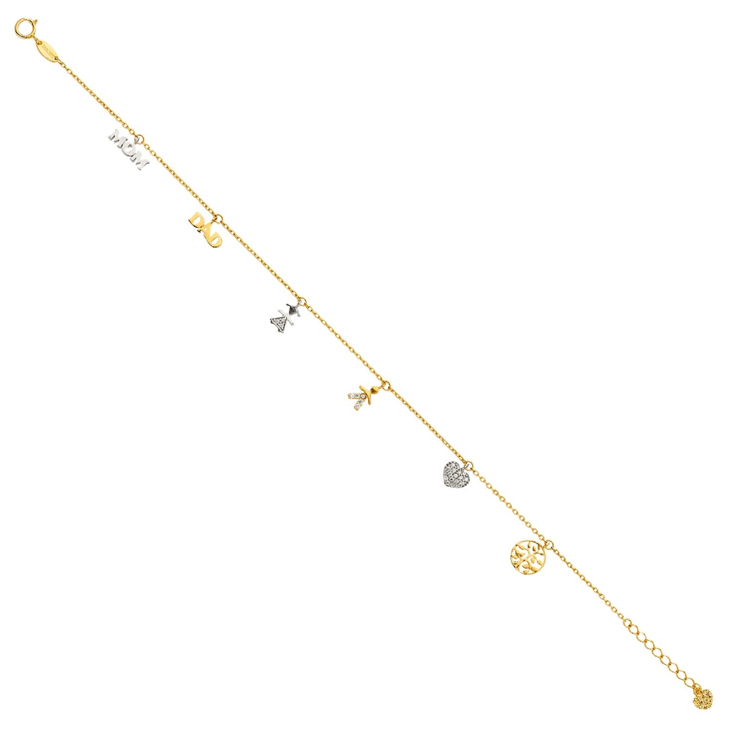 14K 2T Dangling CZ Light Chain Bracelet