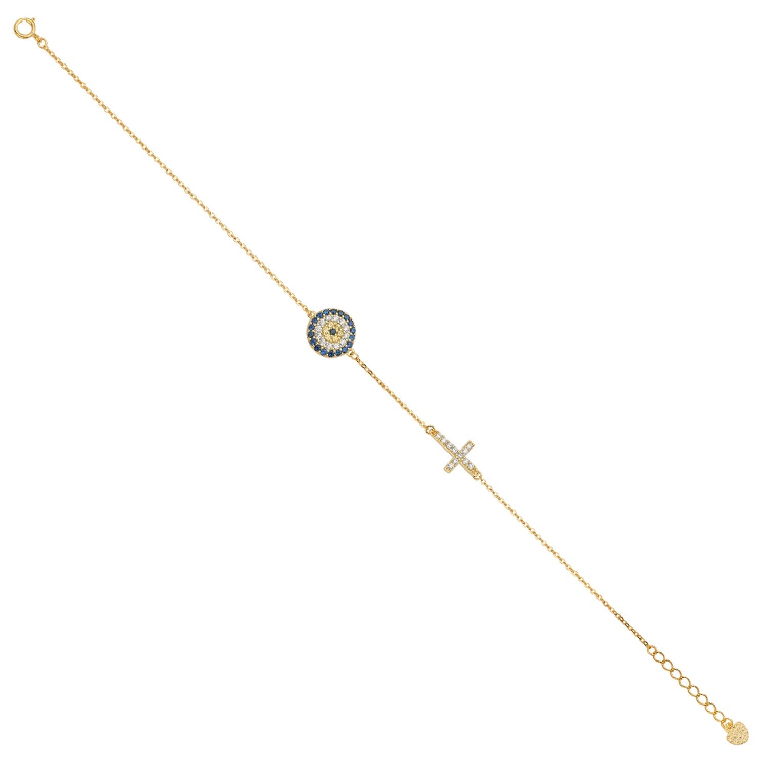 14KY CZ Evil Eye Chain Bracelet