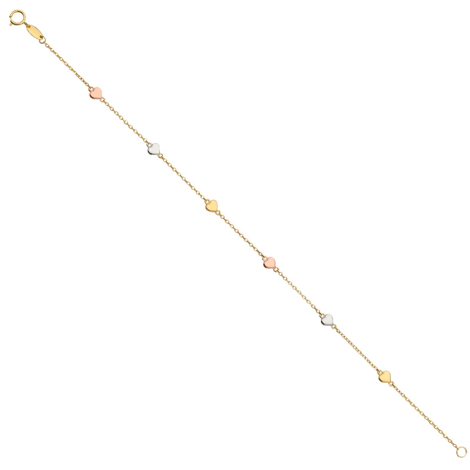 14K 3C Chain Bracelet w/Heart