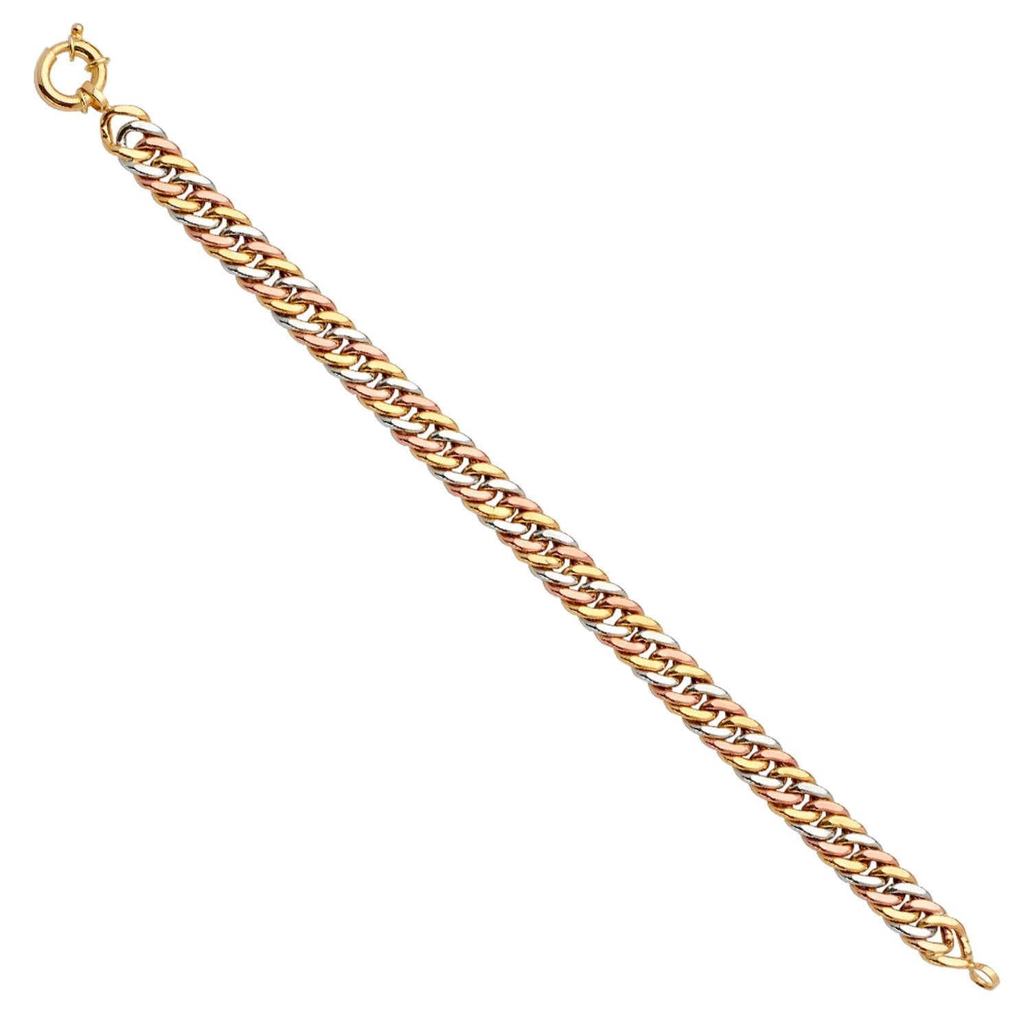 14K 3Color Fancy Hollow Link Bracelet