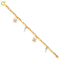 14K 3Color Key & Lock CZ Bracelet
