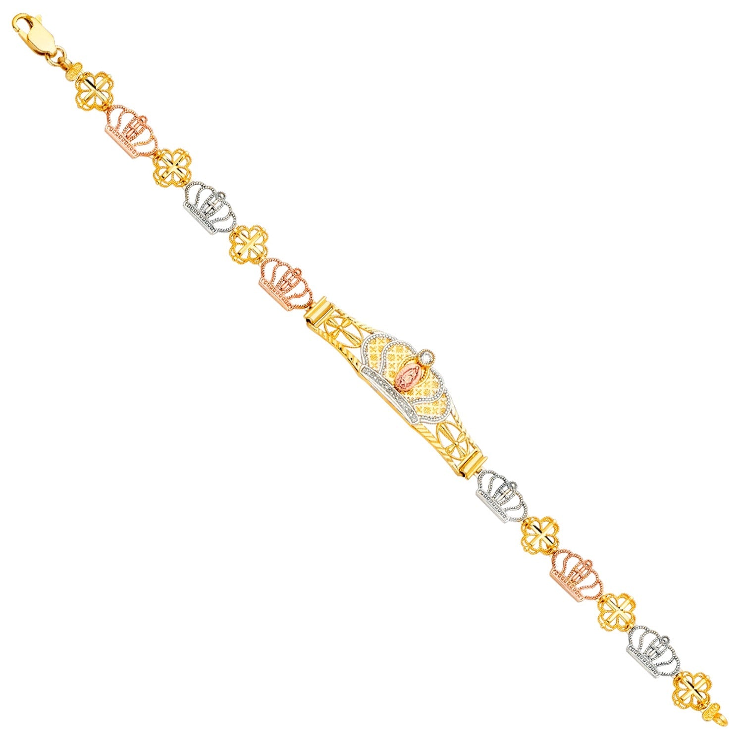 14K 3Color Guadalupe ID Bracelet
