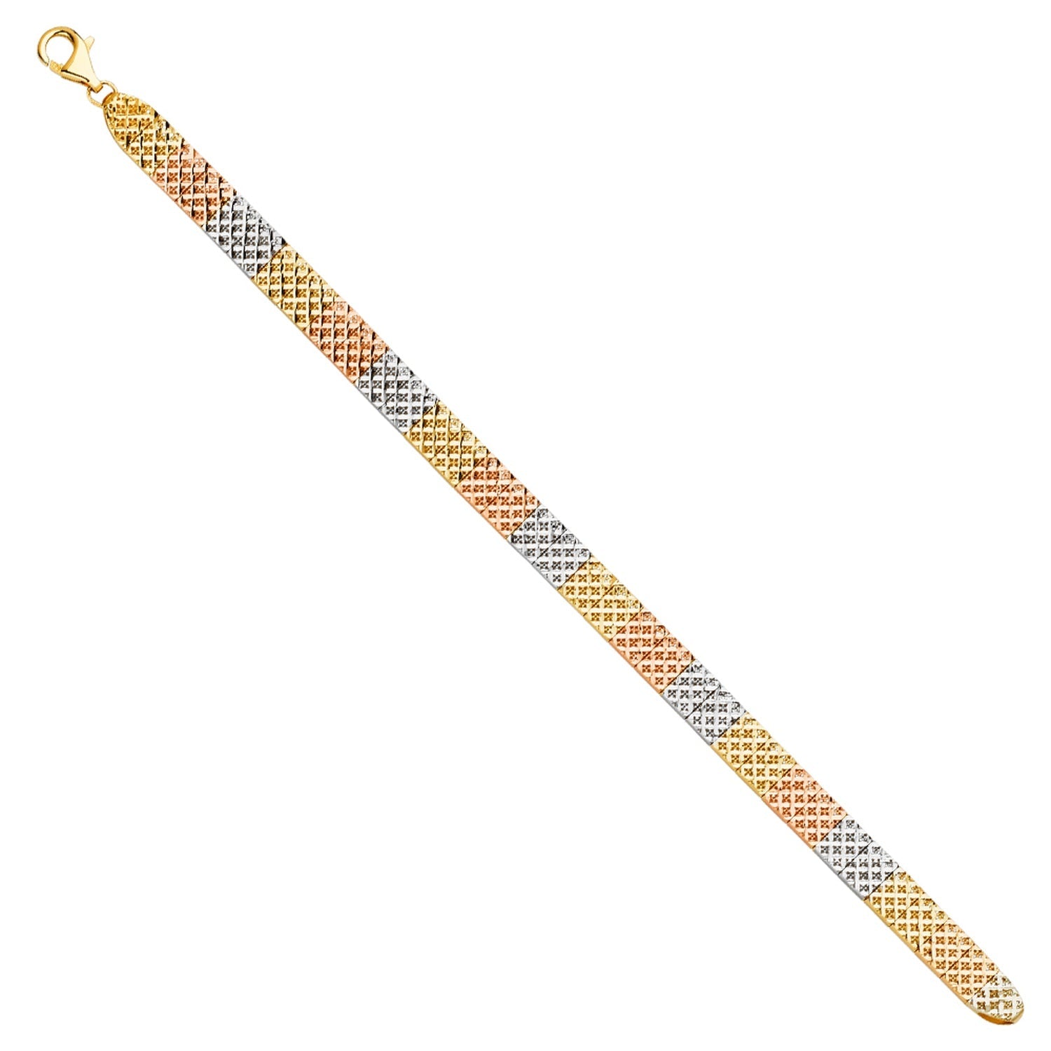 14K 3Color Crystal Cut Bracelet