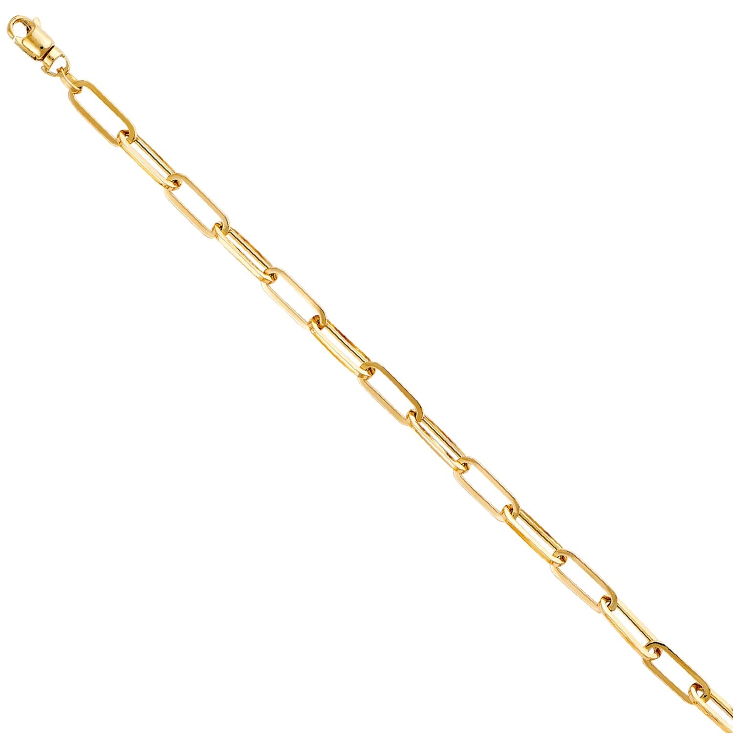 14KY 5.5mm Hollow Paperclip Bracelet 7.5
