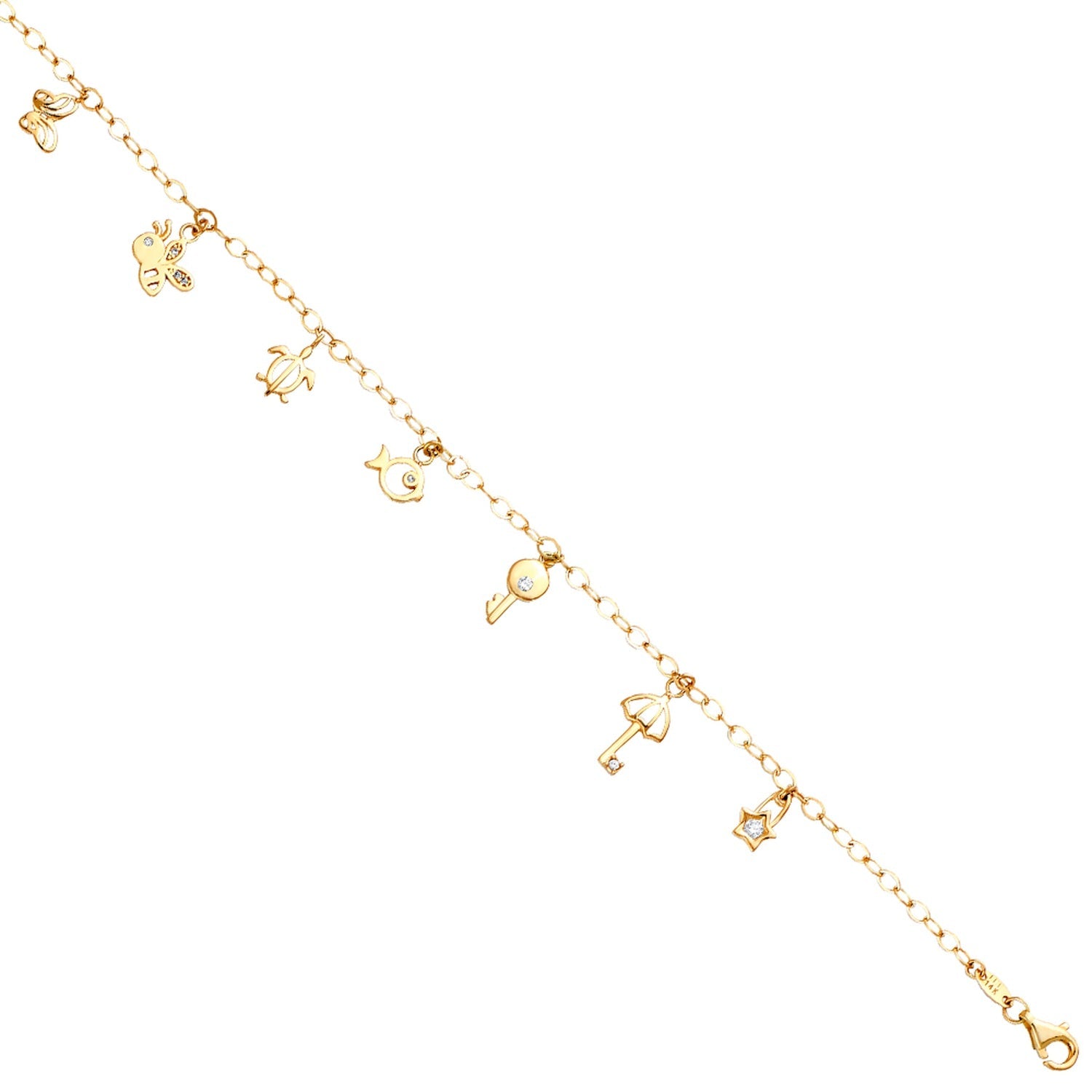 14KY Assorted Nature Hanging Anklet 9 + 1
