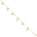 14KY Hanging Dolphin + Heart Anklet 9 + 1