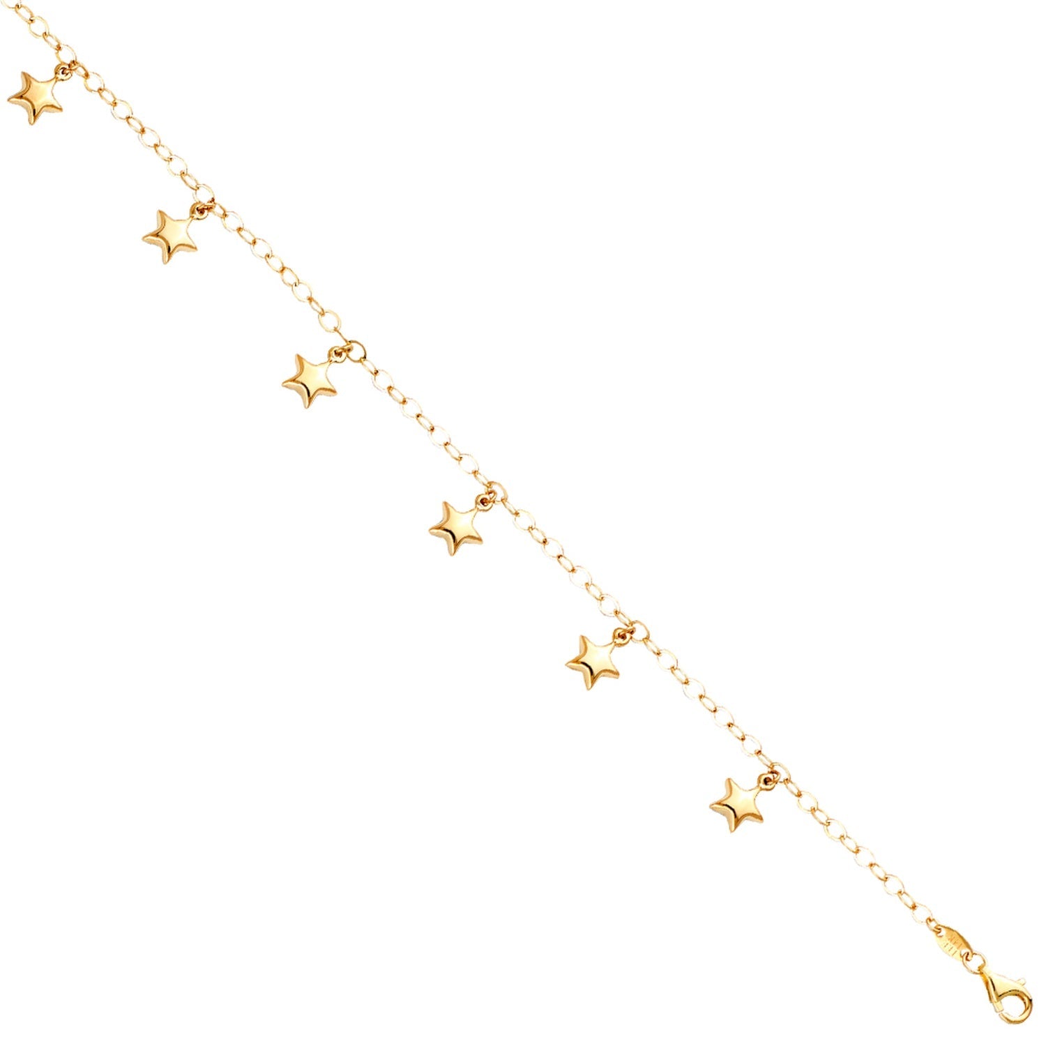 14KY Hanging Star Anklet 9 + 1