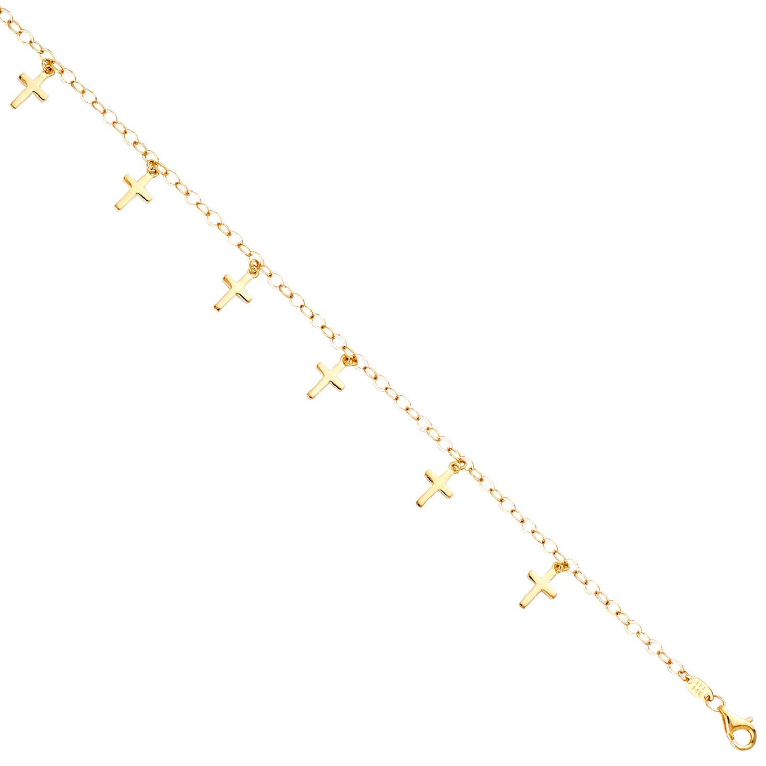 14KY Hanging Cross Bracelet 7 + 1
