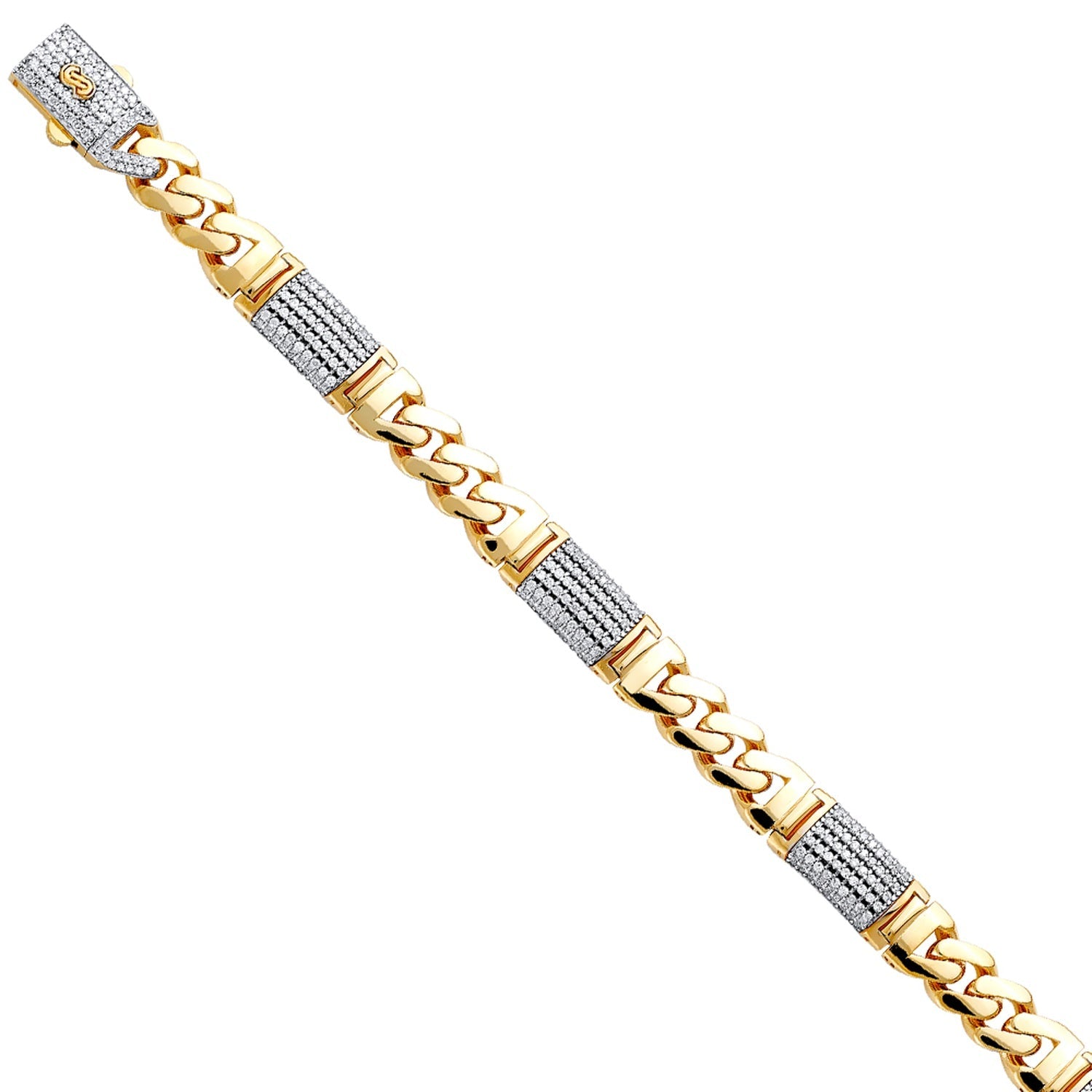 14KY 9.5mm Hol Fancy Monaco CZ BR w/CZ Lock