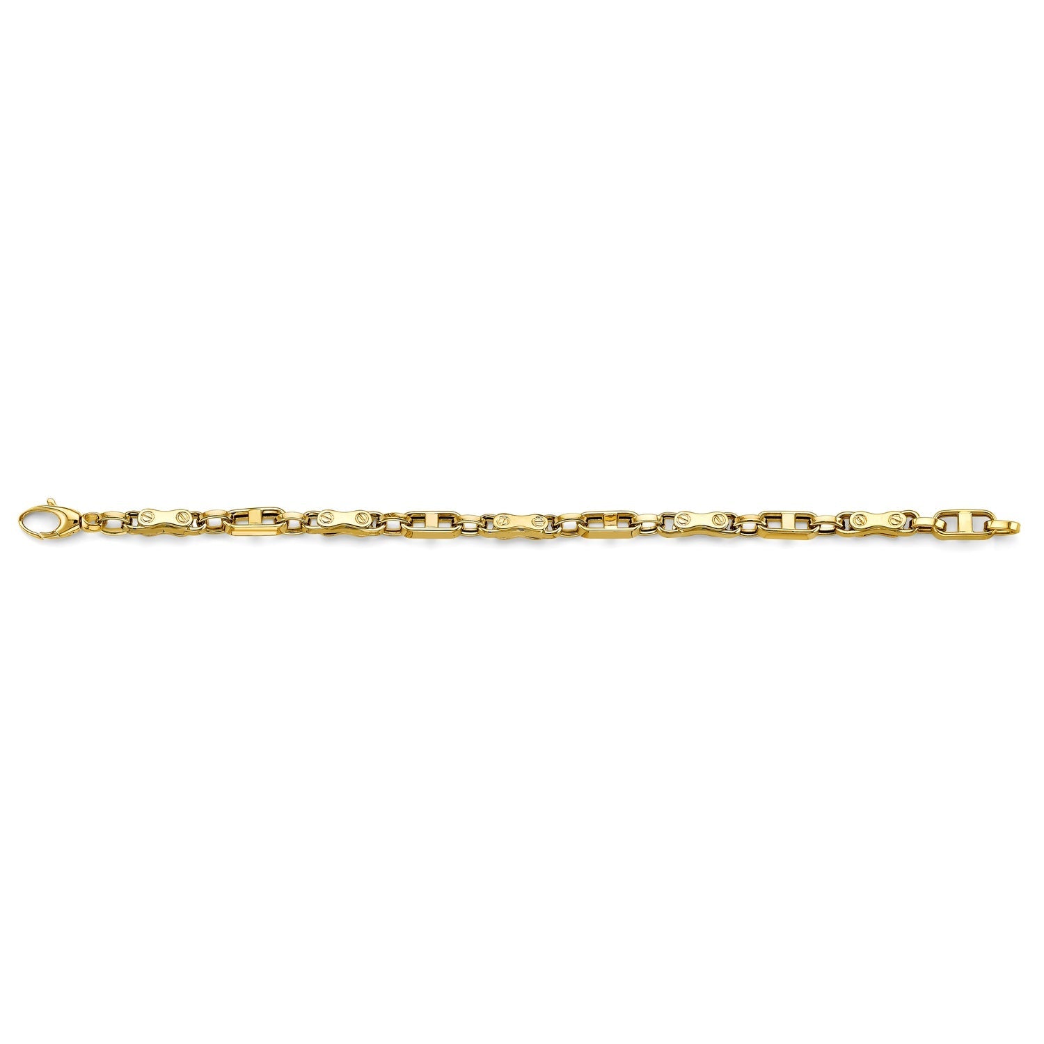 14KY Fancy Screw Link Men's Bracelet