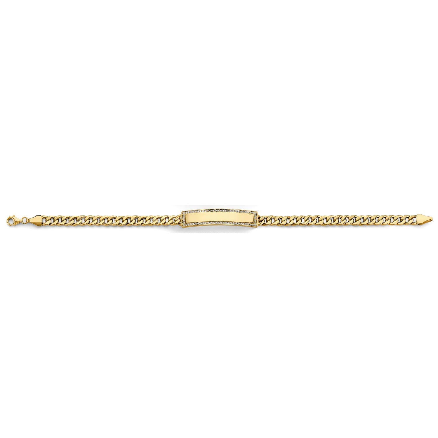 14K 2T Hollow Cuban CZ ID Bracelet