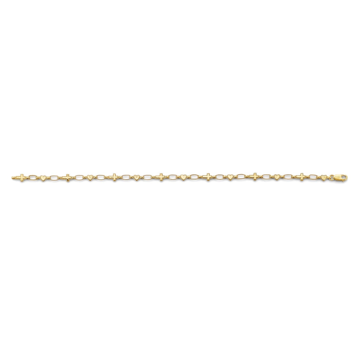 14KY Heart & Cross Bracelet