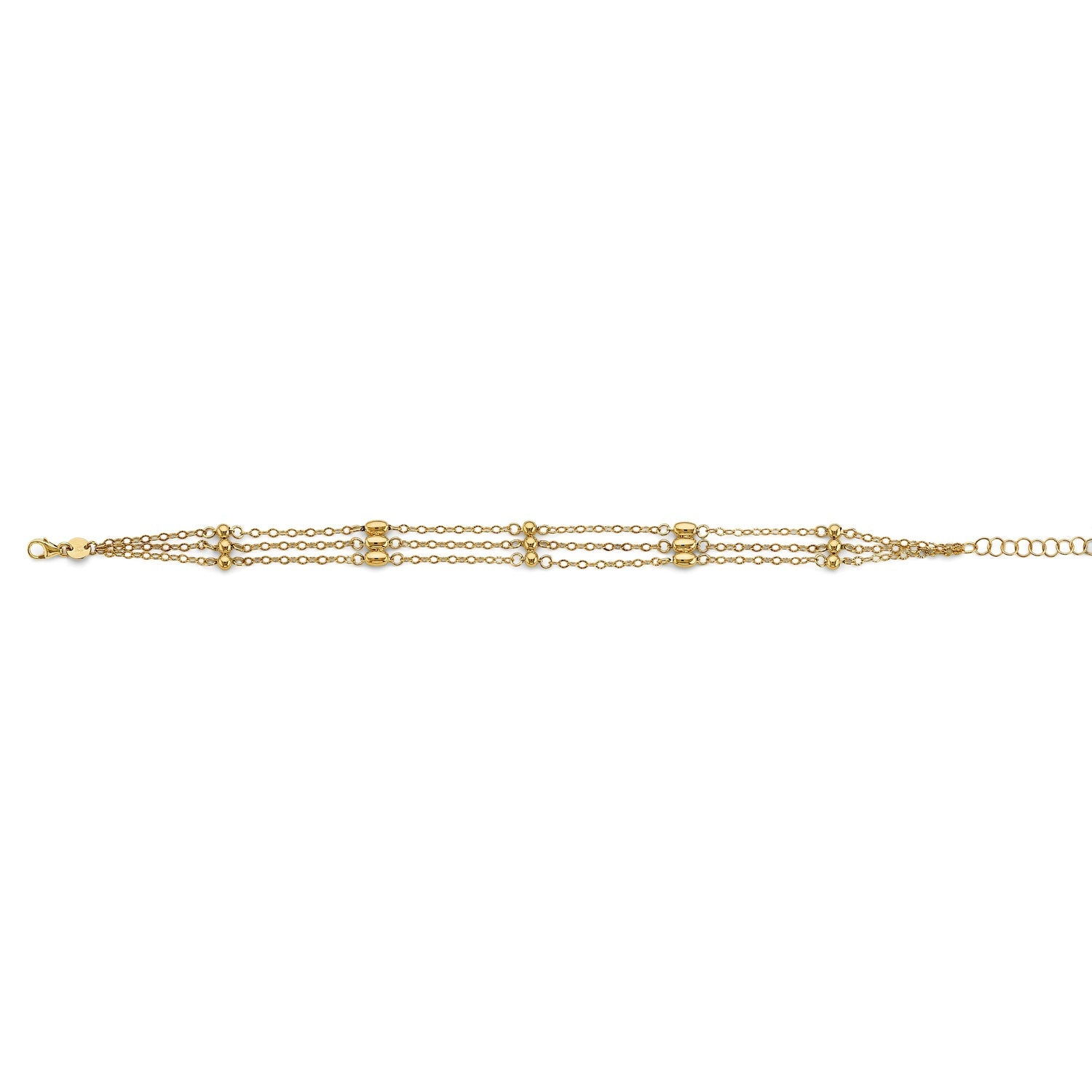 14KY 3 Line Link/Ball Bracelet