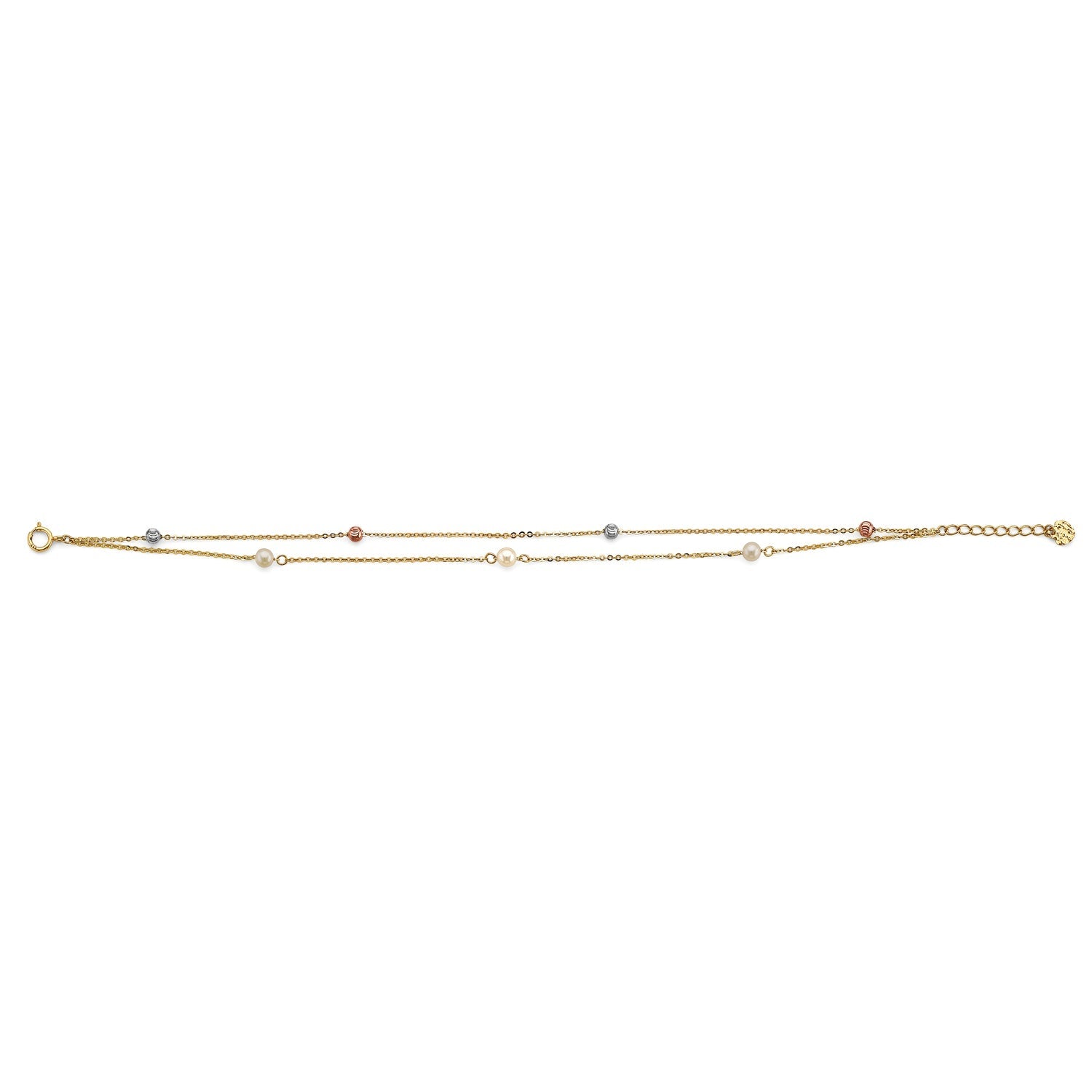 14K 3C 2 Line Ball Bracelet