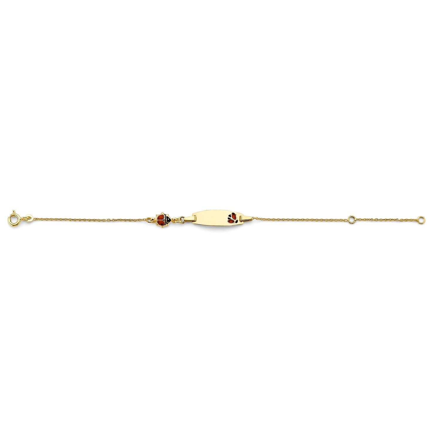 14KY Enamel Lady Bug Baby ID Bracelet