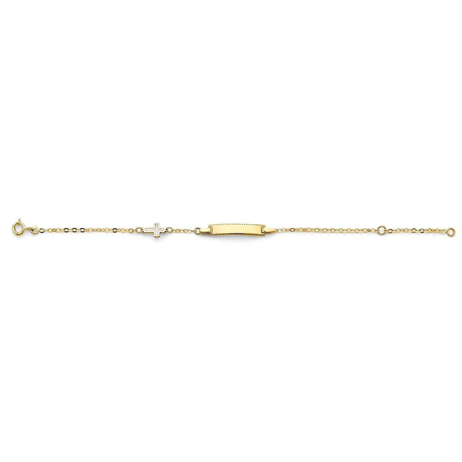 14KY MOP Cross Baby ID Bracelet