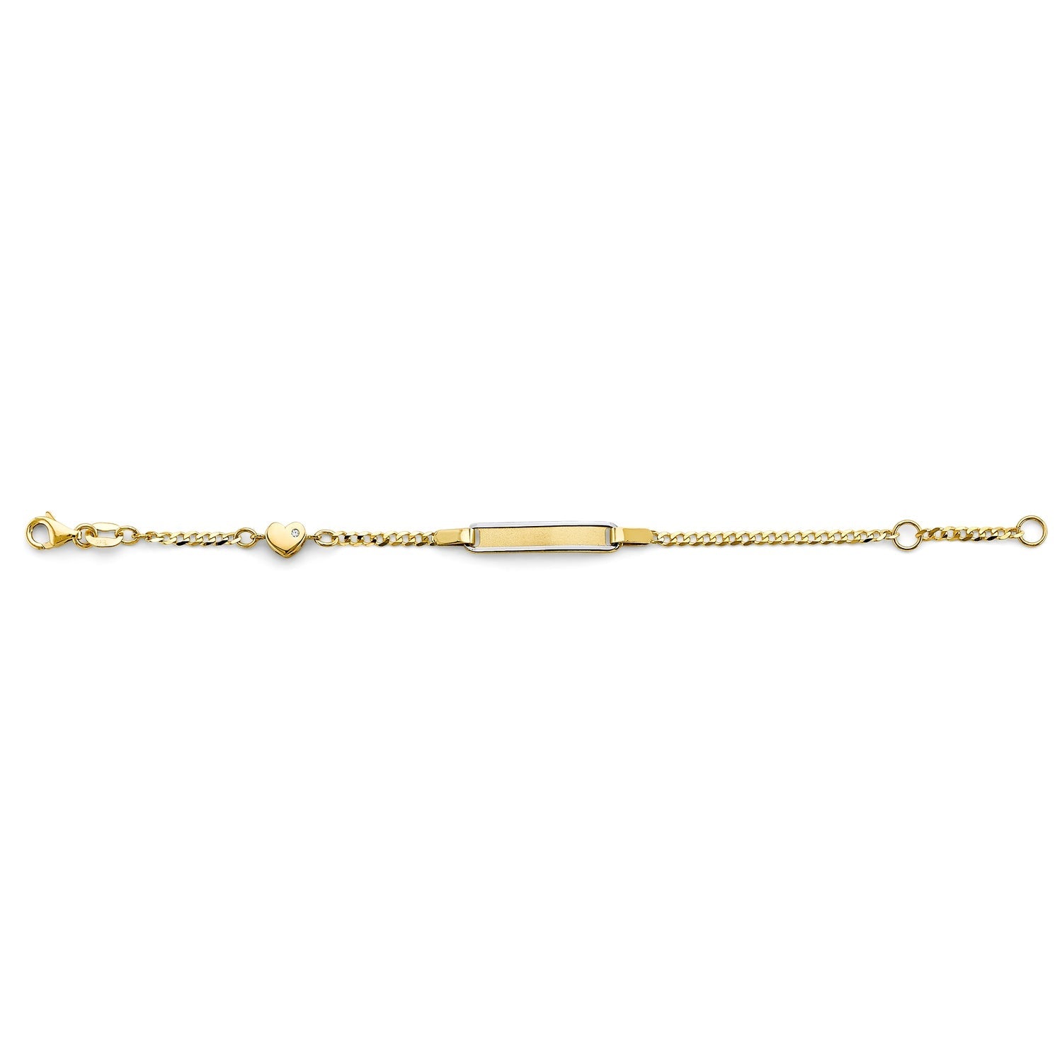 14K 2T CZ Baby ID w/ Heart Bracelet