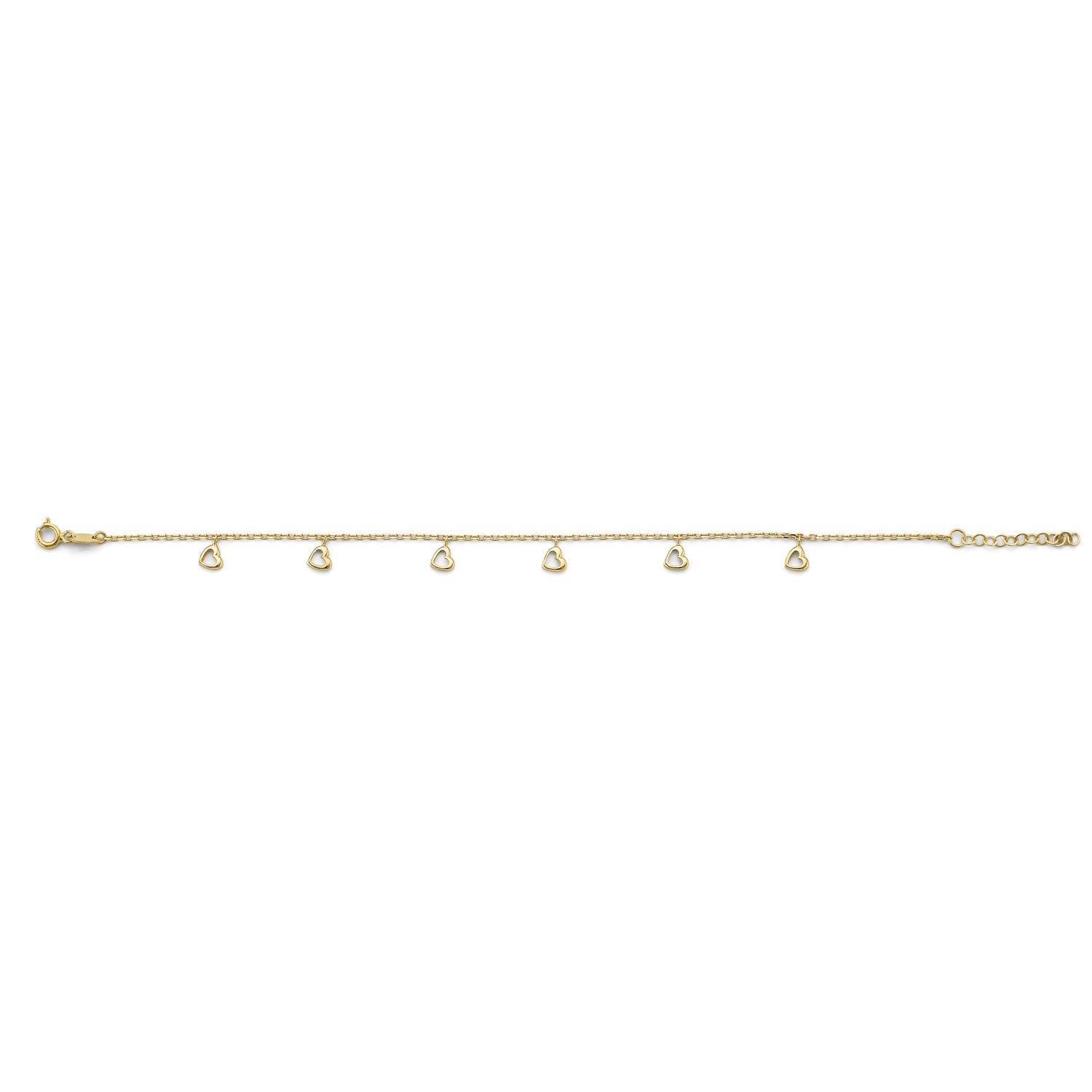14KY Heart Charm Light Anklet (9+1)