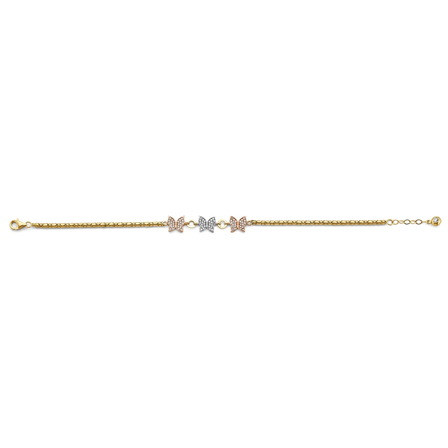 14K 3C CZ Butterfly Bracelet