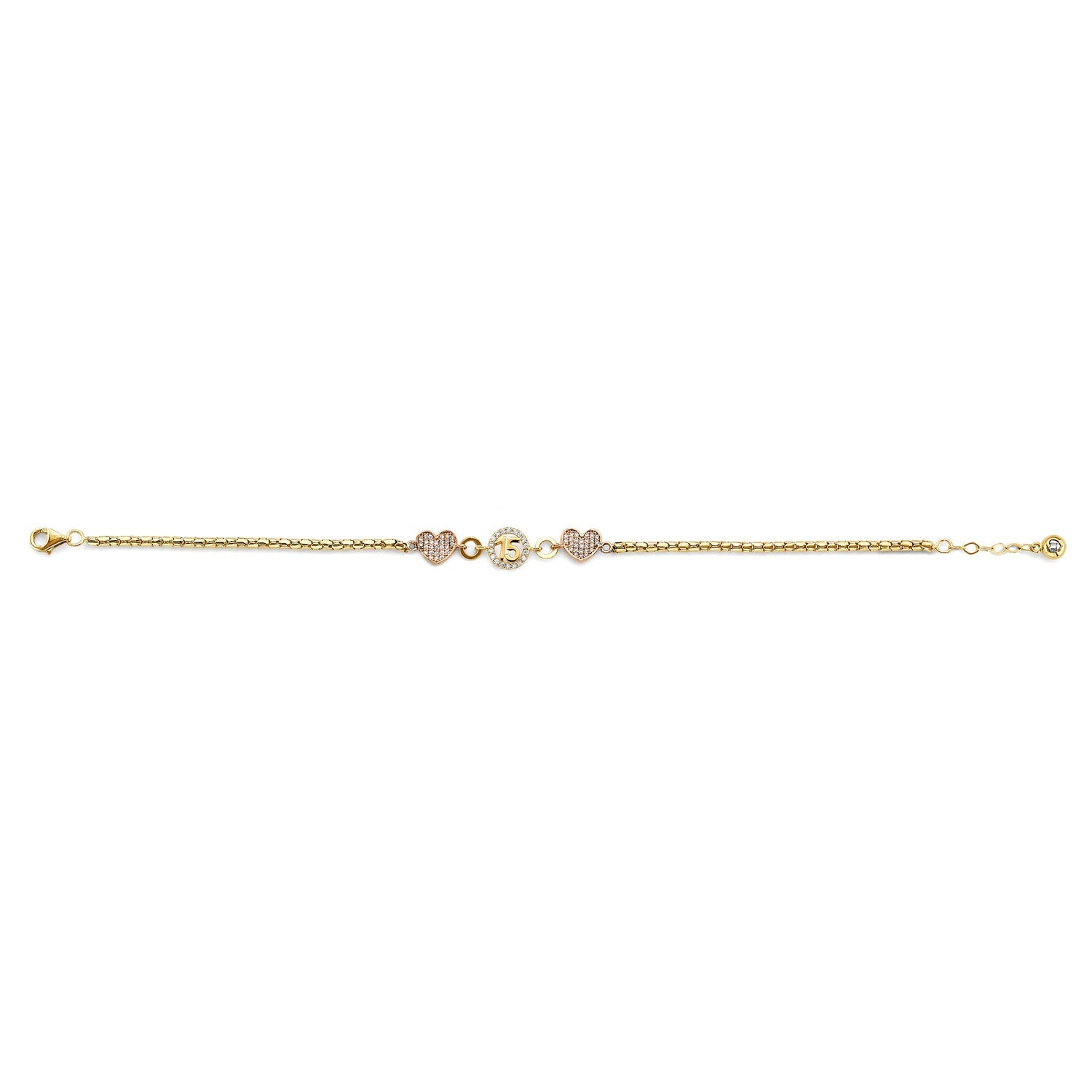 14K 3C CZ 15 Years Bracelet