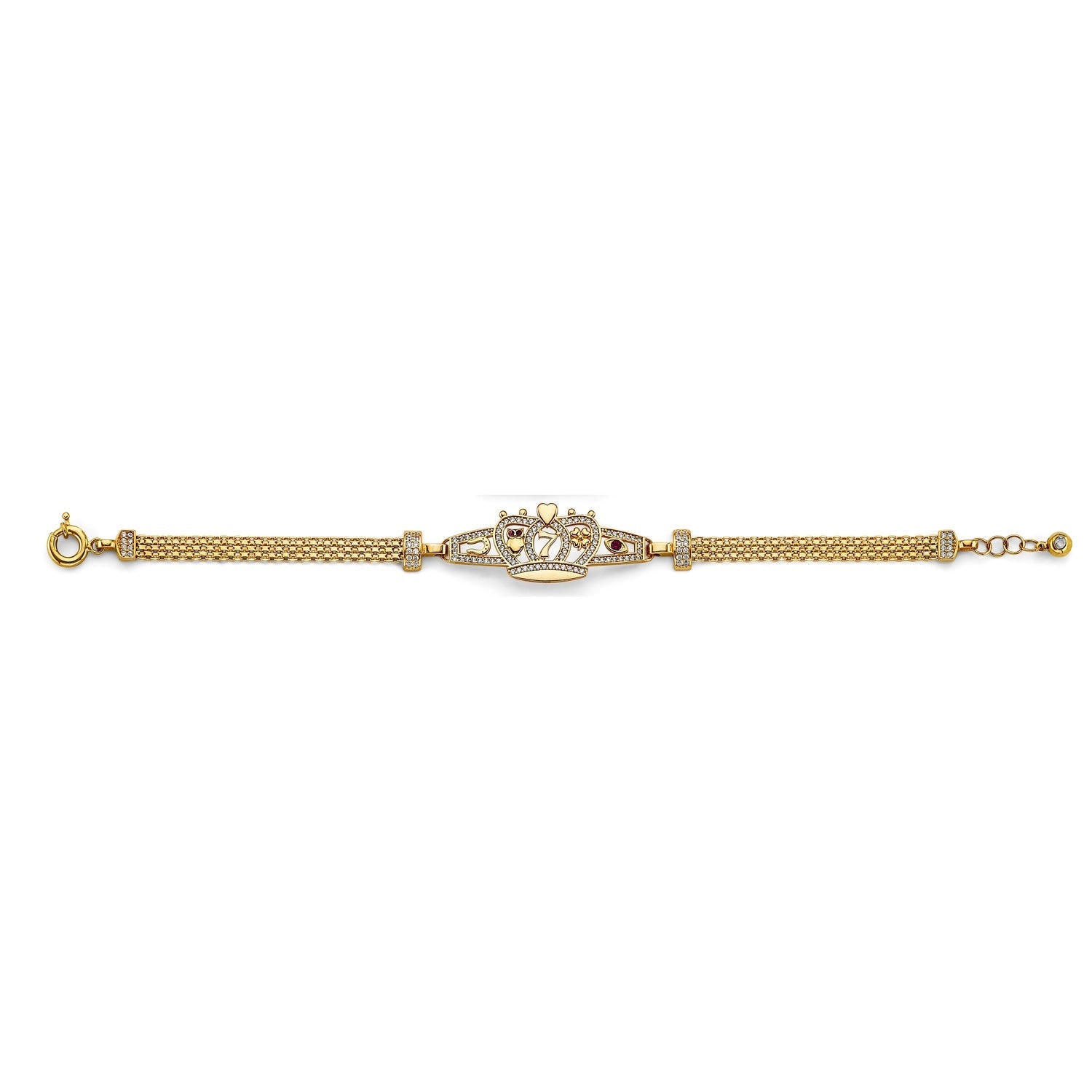 14K 3C CZ Lucky ID Bracelet