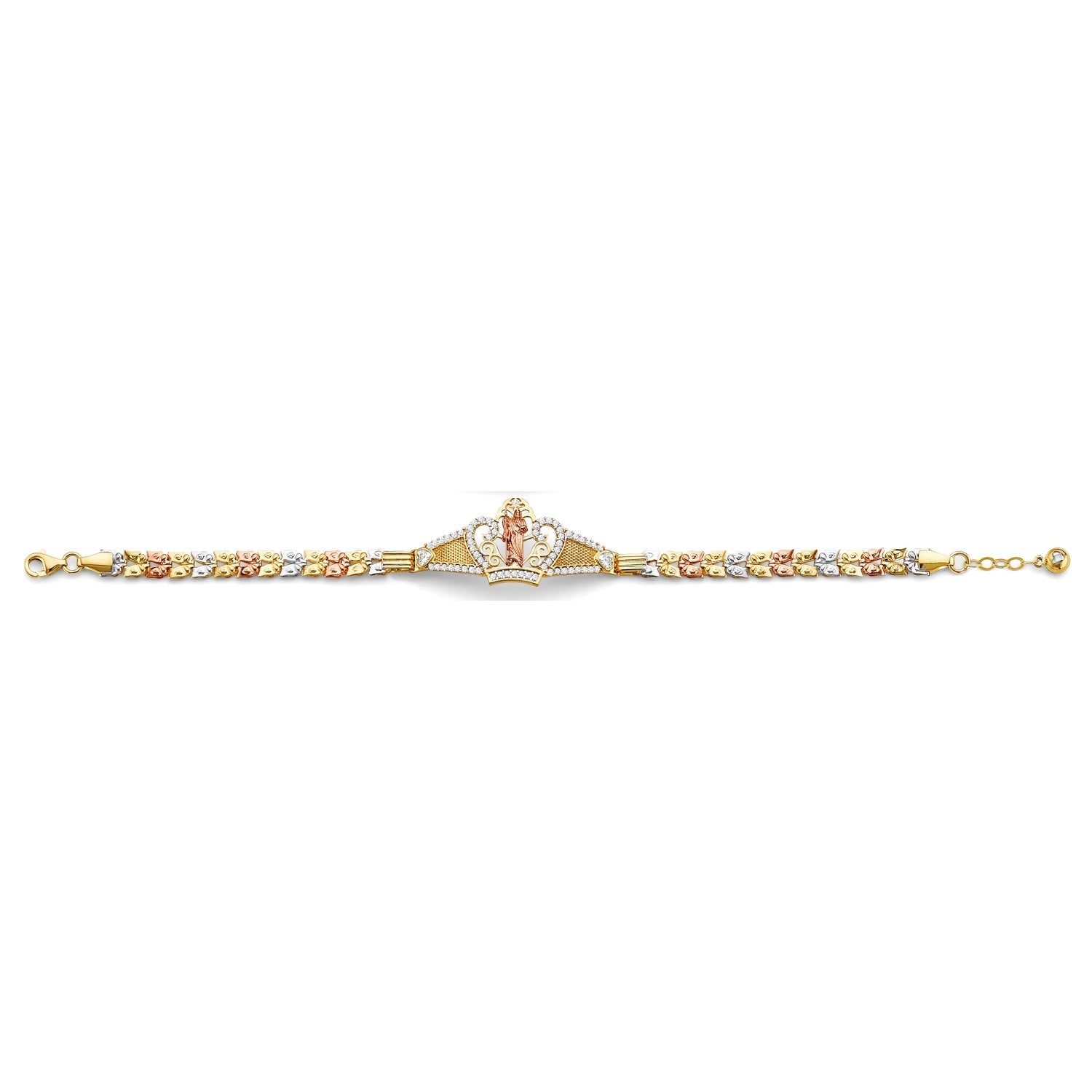 14K 3C St. Jude Crown ID CZ Bracelet