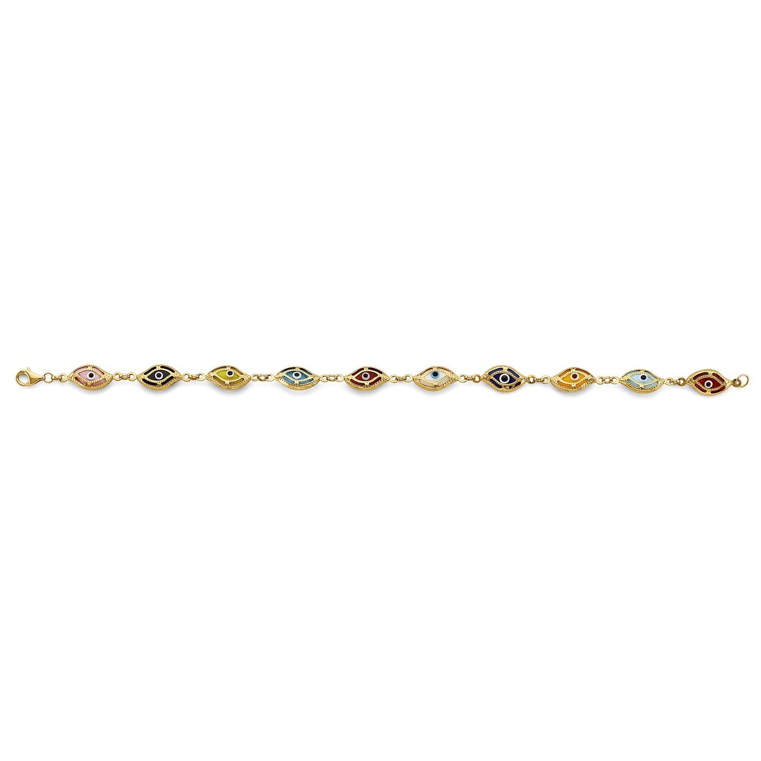 14KY Mixed Color Evil Eye Bracelet