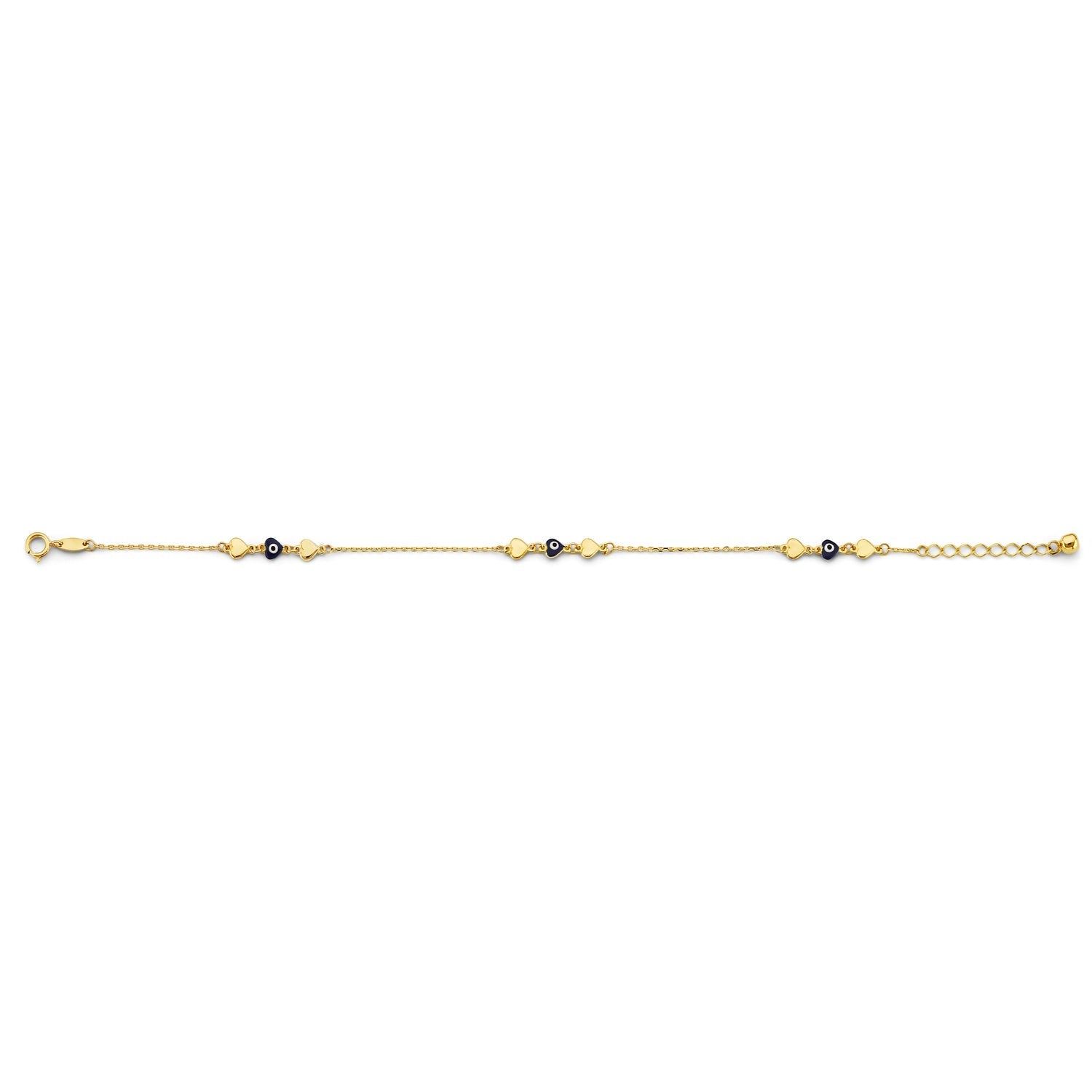 14KY Evil Eye & Heart Bracelet
