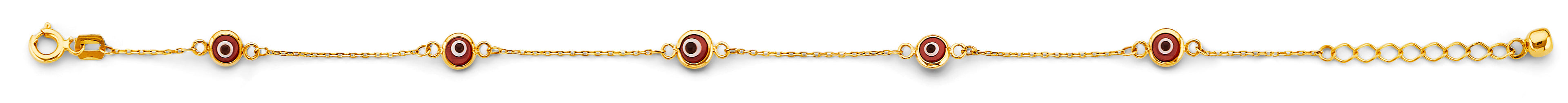 14KY Red Evil Eye Bracelet