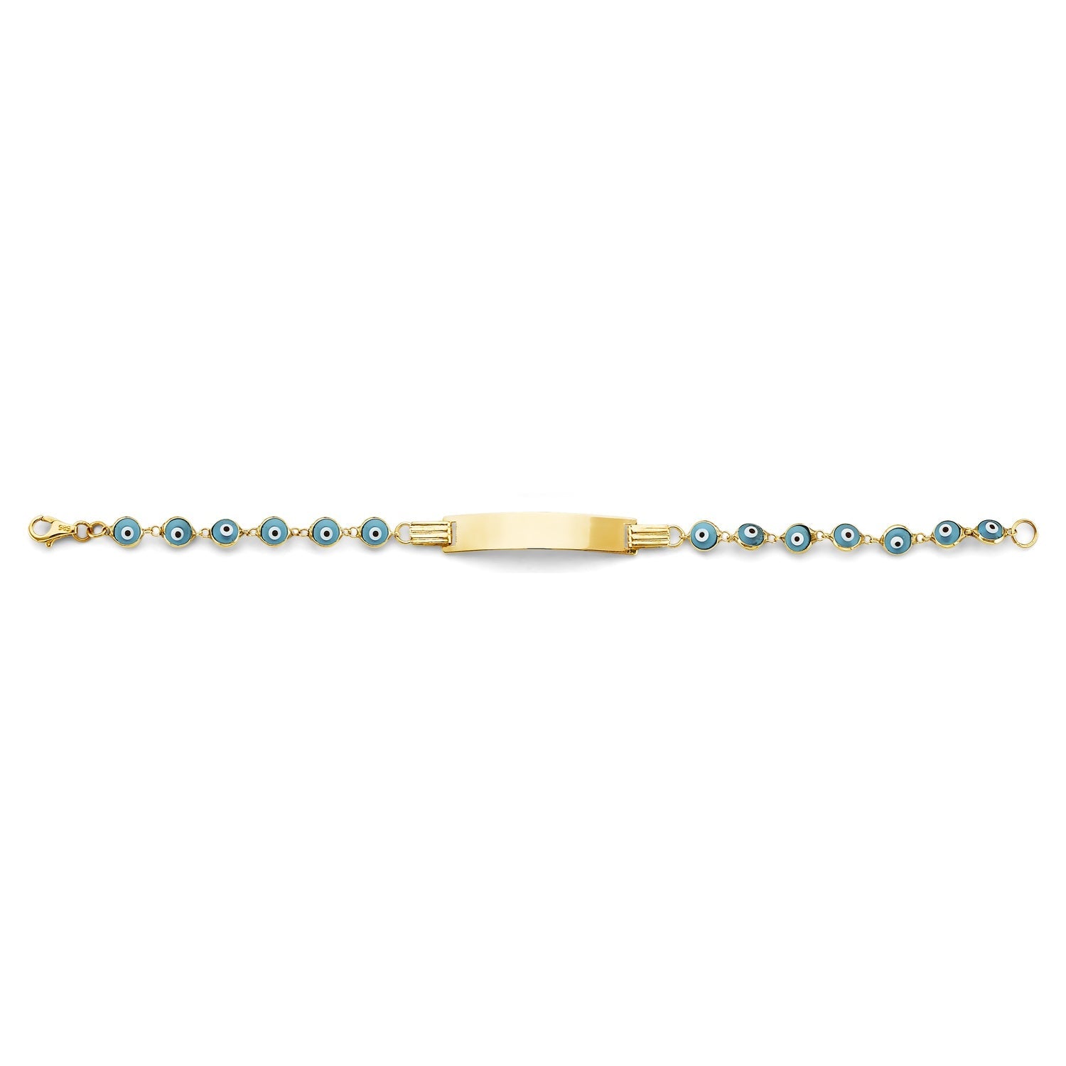 14KY Blue Evil Eye Baby ID Bracelet