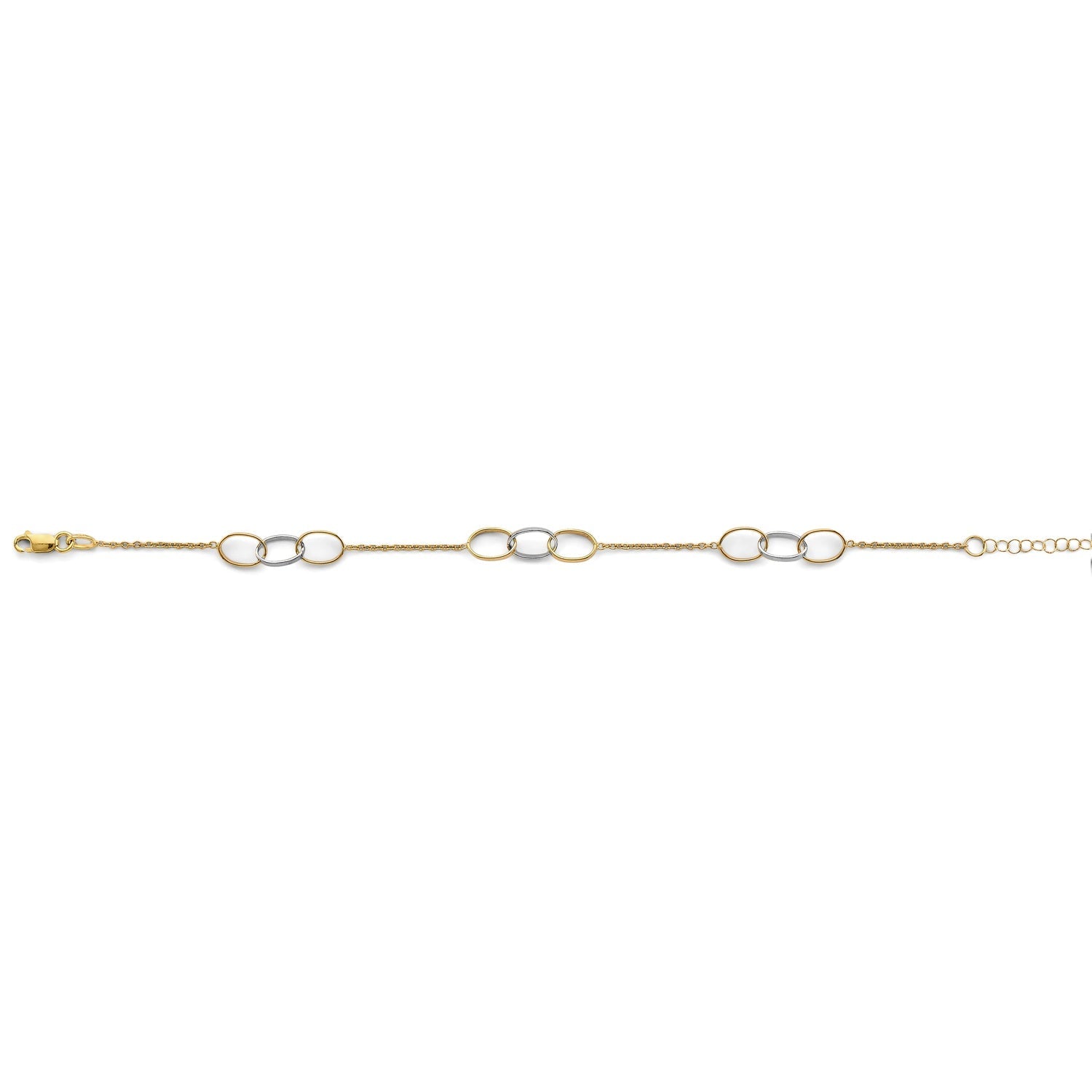 14K 2T Triple Together Oval Bracelet