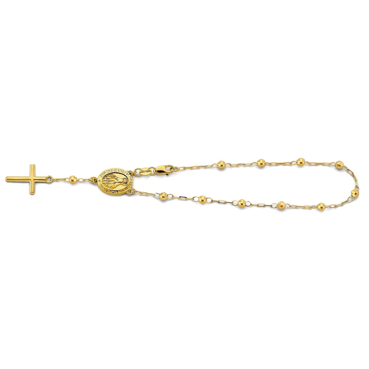 14KY 3mm Disco Ball Rosary Brace w/V-Mary