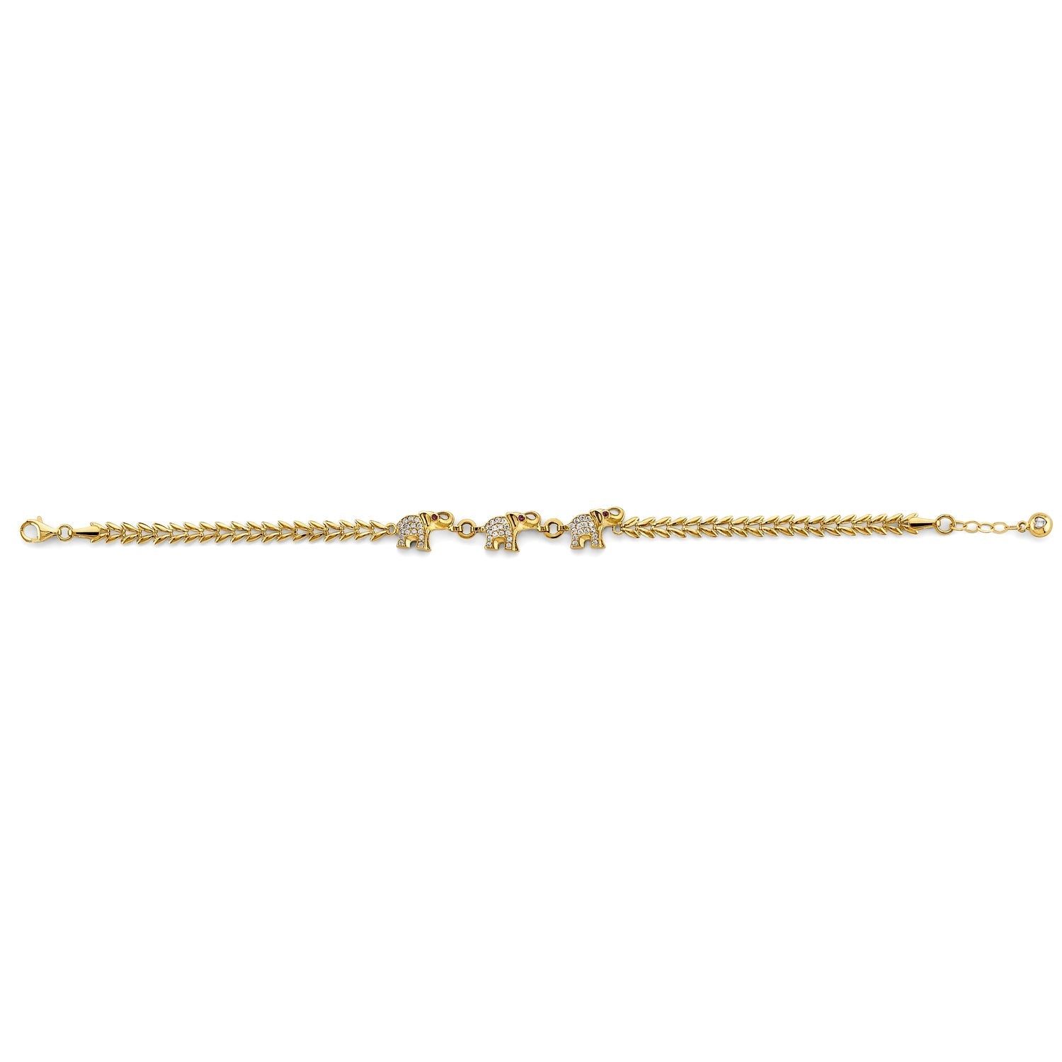 14KY CZ Elephant Bracelet