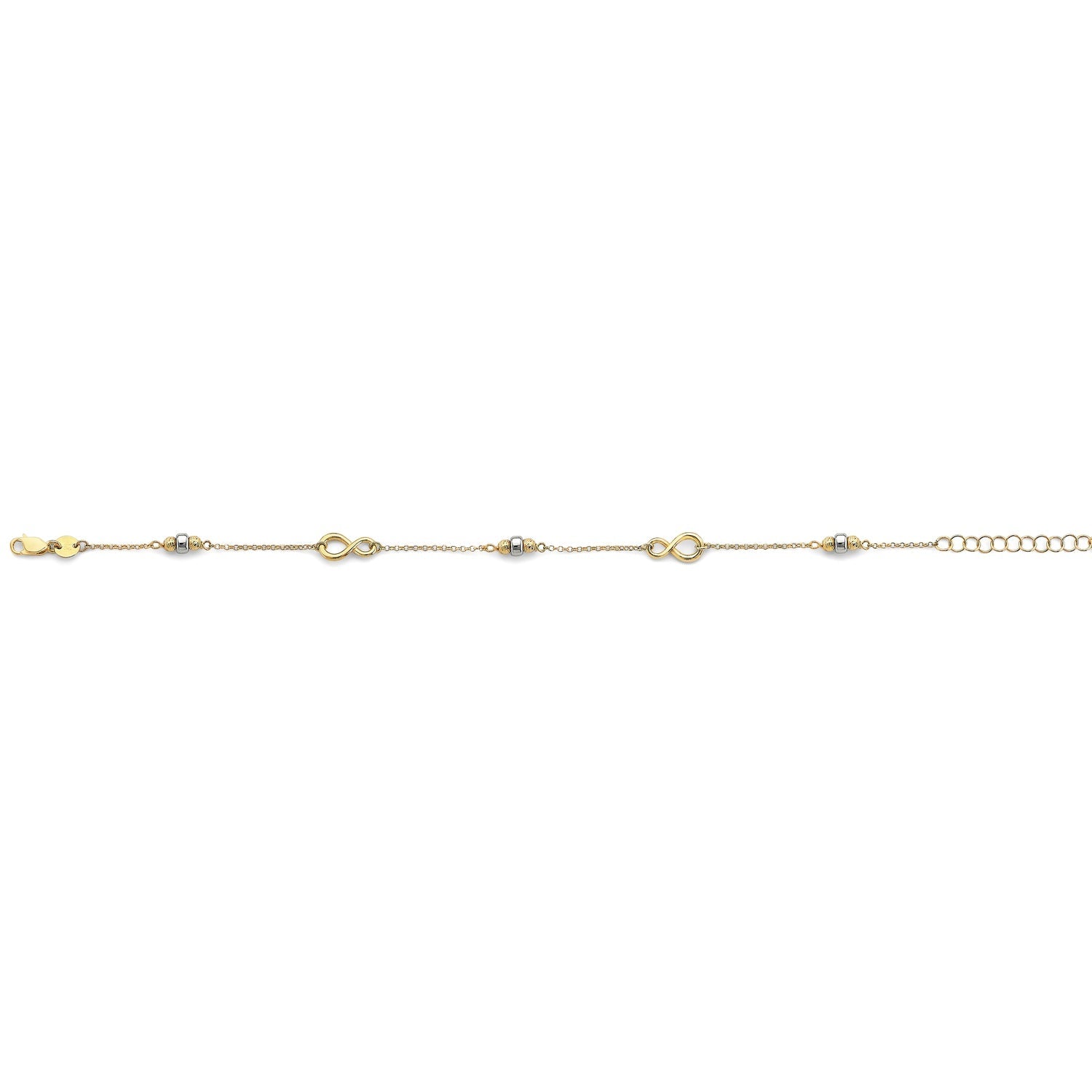 14K 2T Infinity Bead Bracelet