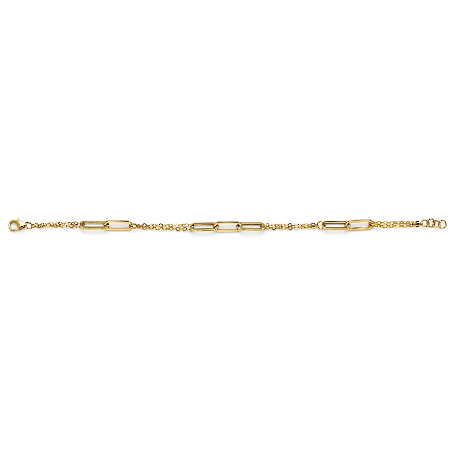 14KY Hollow PaperClip + Chain Bracelet