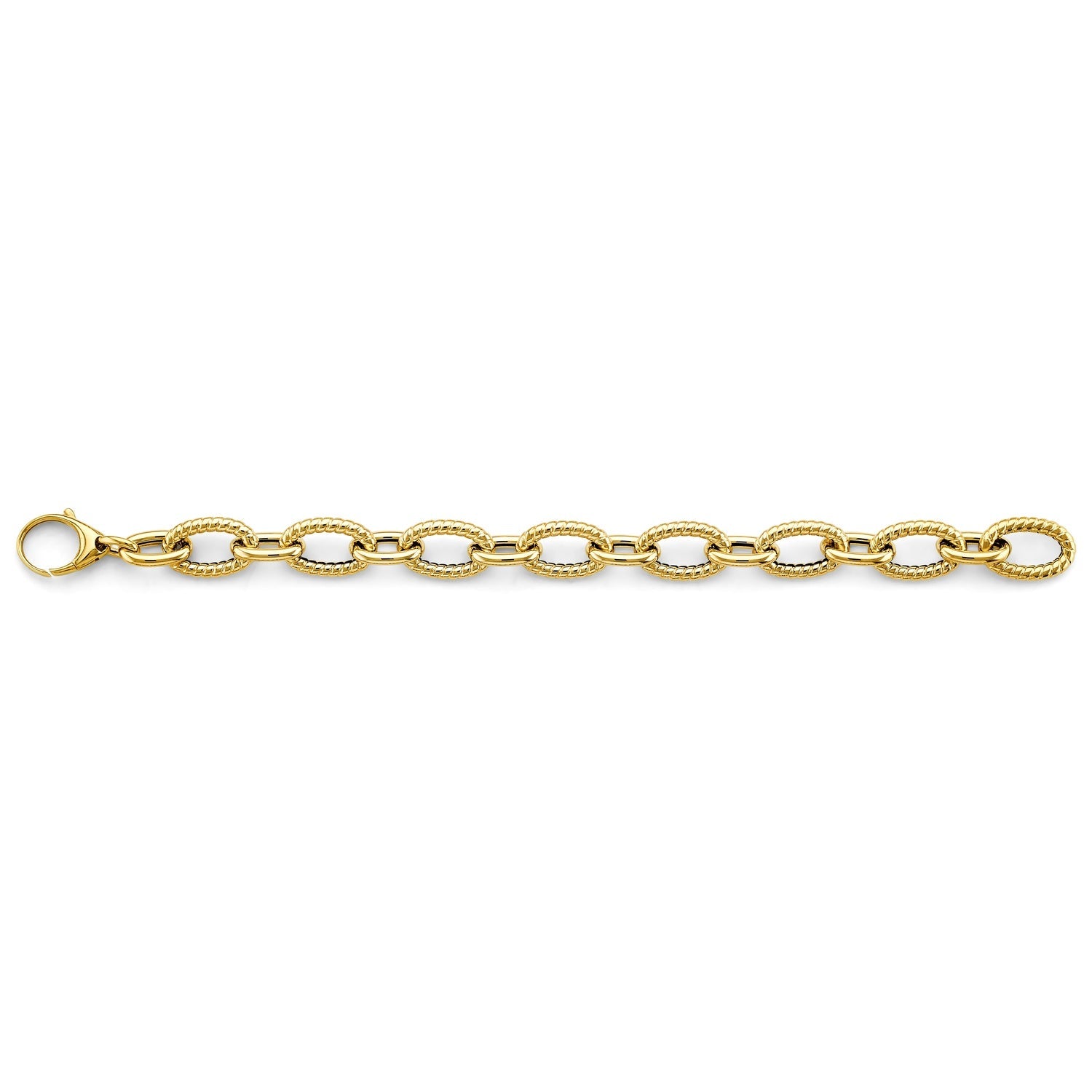 14KY Hollow Bold Oval Link Bracelet